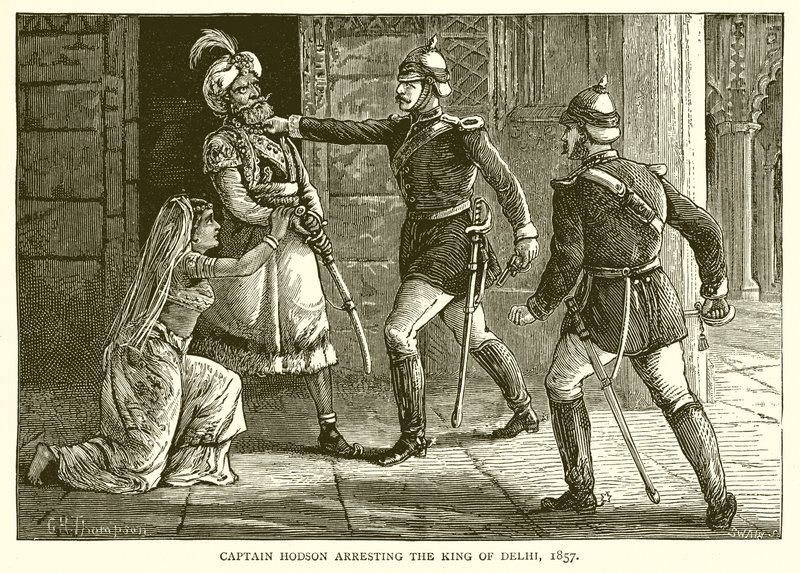 El arresto del Rey de Delhi por el Capitán Hodson, 1857 de English School