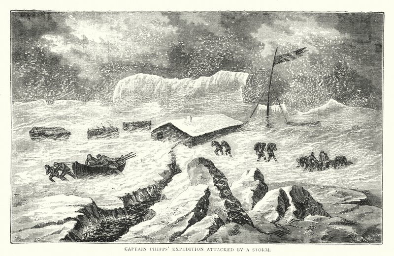 Expedición del Capitán Phipps atacada por una tormenta de English School
