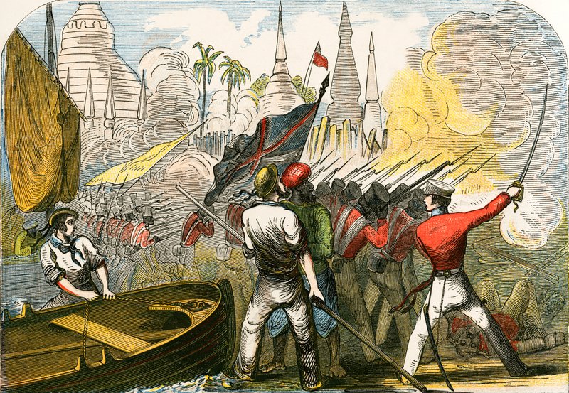 Captura de Rangún, imperio birmano de English School