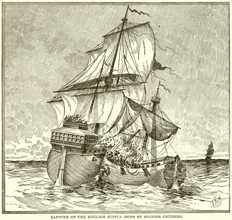 Captura de los Barcos de Suministro Ingleses por Cruceros Españoles de English School