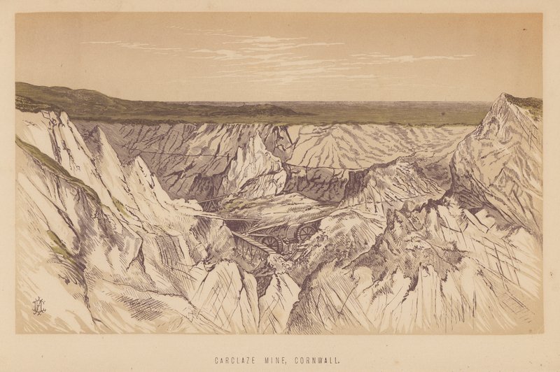 Mina de Carclaze, Cornualles (litografía) de English School