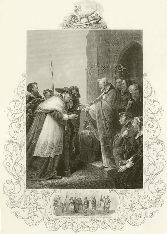 Cardenal Wolsey entrando en la Abadía de Leicester de English School
