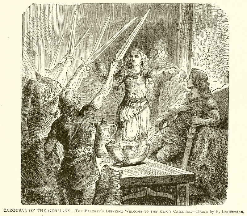 Jolgorio de los alemanes.--Los Balthens bebiendo bienvenida a los hijos del rey de English School