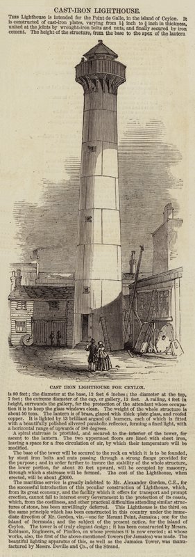 Faro de hierro fundido para Ceilán (grabado) de English School