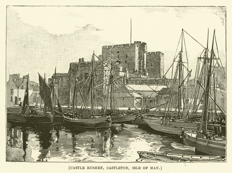 Castle Rushen, Castleton, Isla de Man (grabado) de English School