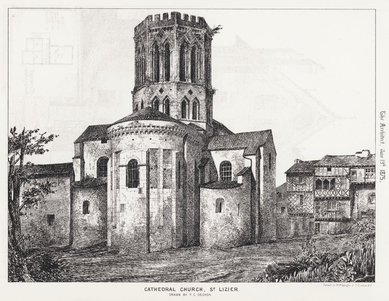 Iglesia catedral, St Lizier (grabado) de English School