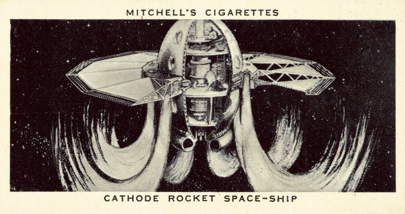 Nave espacial de cohetes catódicos (litografía) de English School
