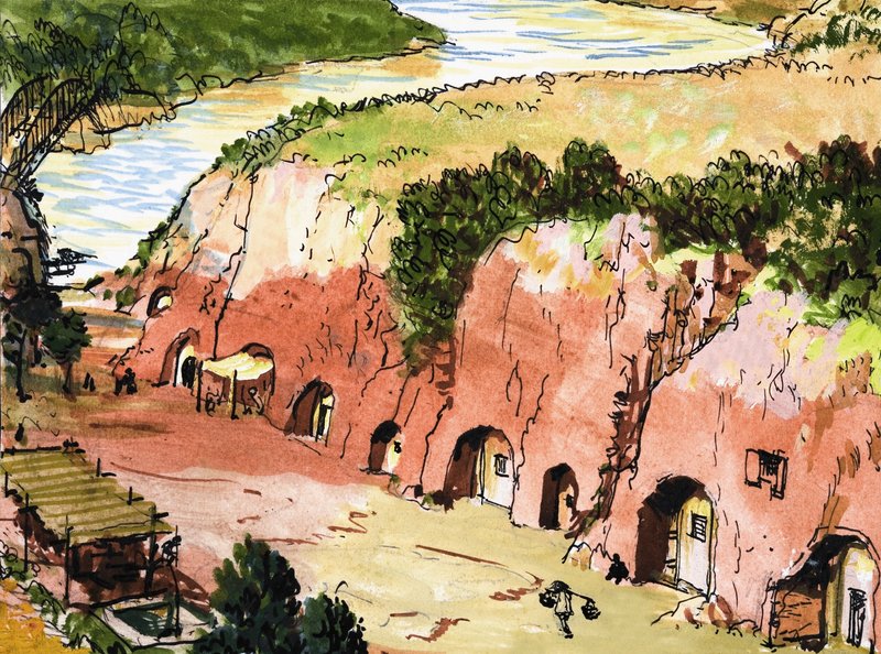 Asentamiento en cueva junto al río de English School