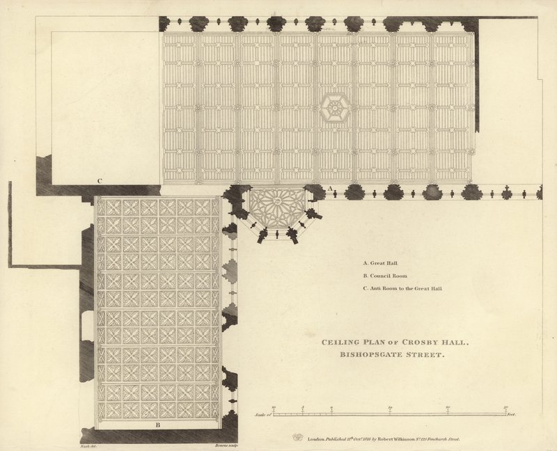 Plano del techo de Crosby Hall de English School