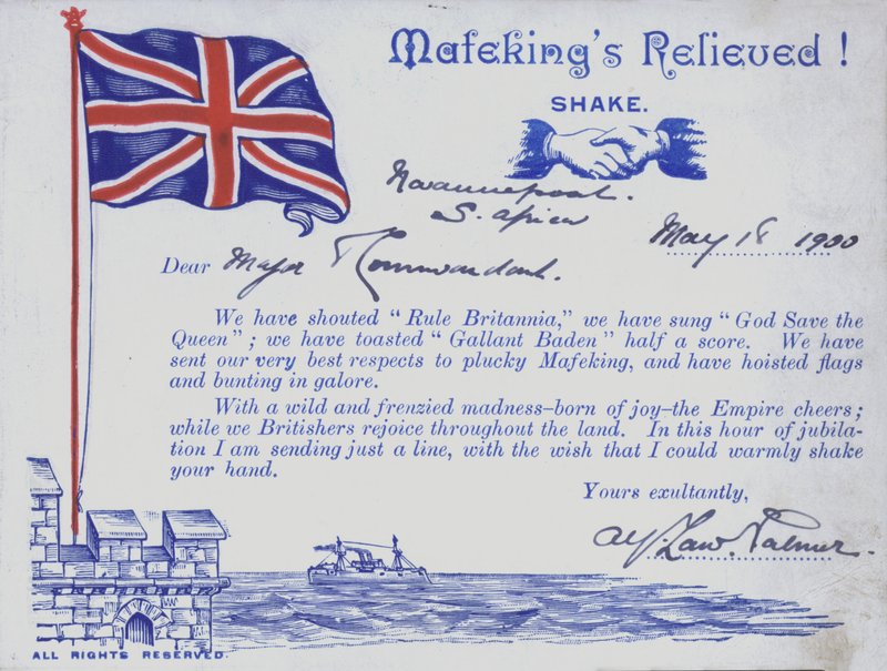 Celebración del Alivio de Mafeking, Sudáfrica, Guerra de los Bóers de English School