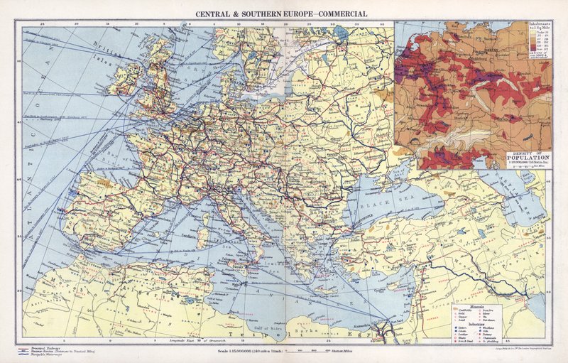 Europa central y meridional, comercial (litografía en color) de English School