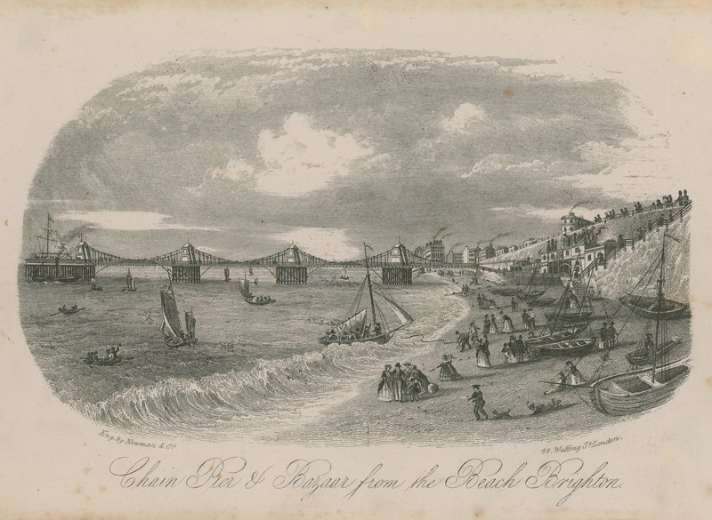 Muelle de cadena y bazar desde la playa en Brighton de English School