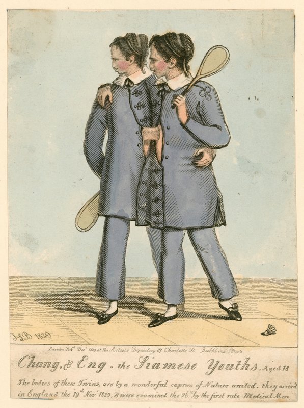 Chang y Eng, los jóvenes siameses, de 18 años de English School