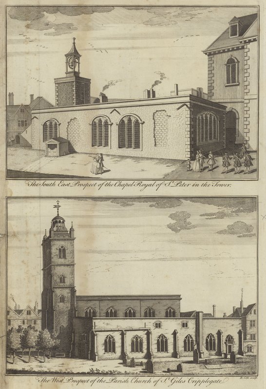 Capilla Real de San Pedro en la Torre e Iglesia de San Giles Cripplegate, Londres de English School