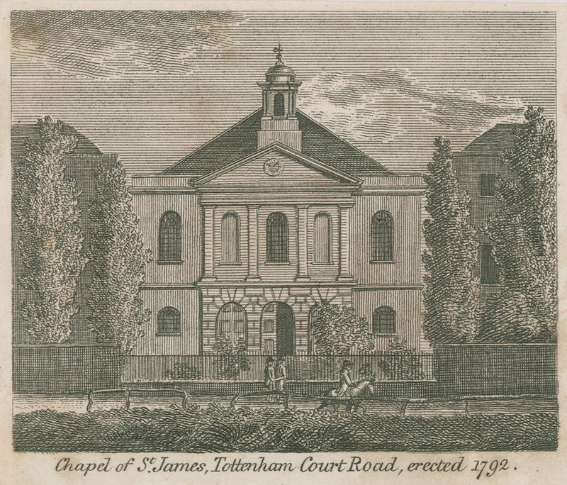 Capilla de St James, Tottenham Court Road, Londres, erigida en 1792 de English School