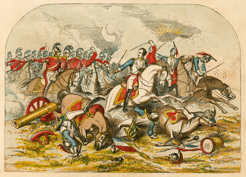 Carga de la caballería en Waterloo de English School