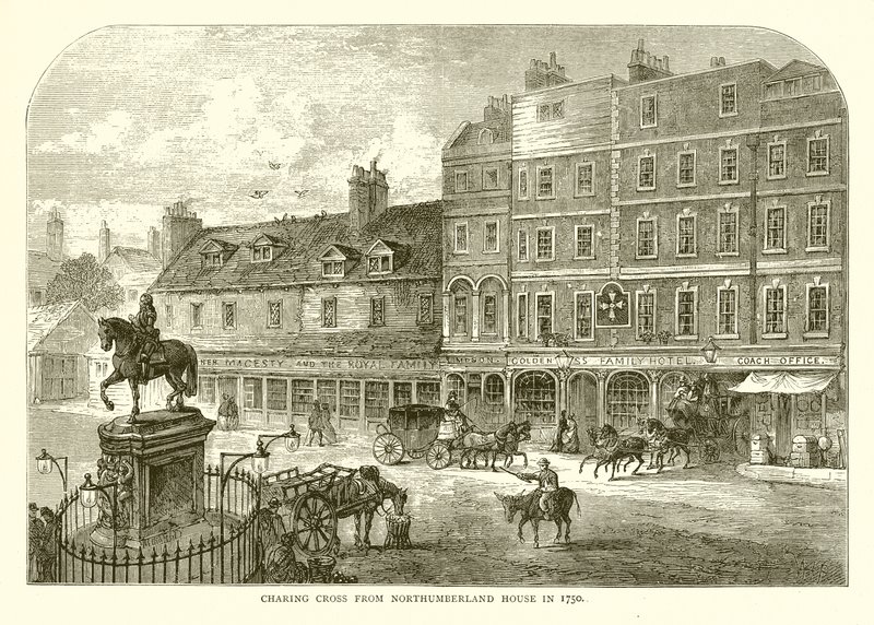 Charing Cross desde Northumberland House en 1750 de English School