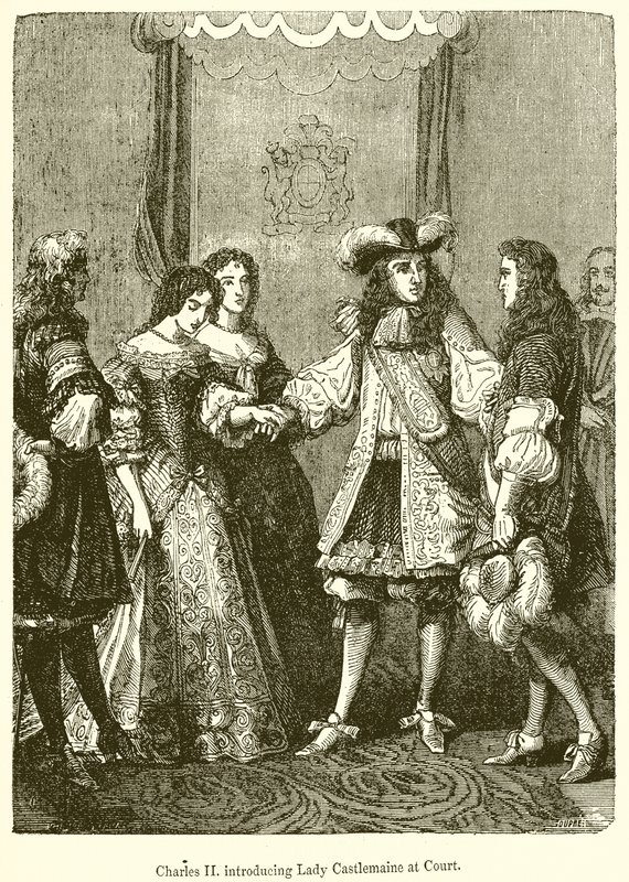 Carlos II presentando a Lady Castlemaine en la corte de English School