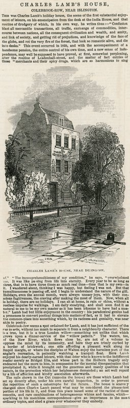 Casa de Charles Lamb, cerca de Islington de English School