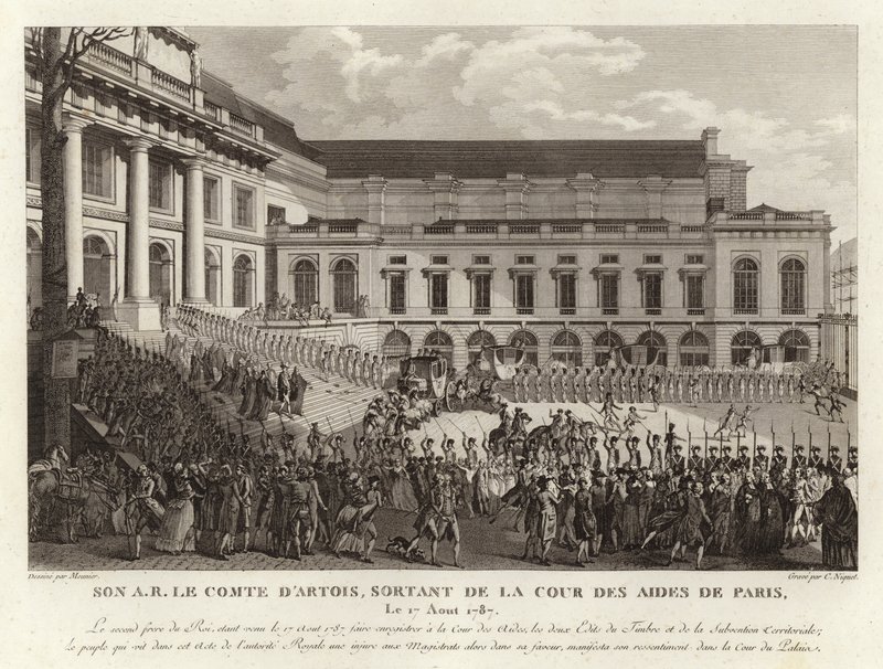 Carlos Felipe de Artois fuera de La Cour des Aides en París de English School