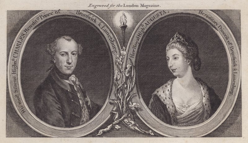 Charles William Ferdinand, Duque de Brunswick, y su esposa, la Princesa Augusta, hermana del Rey Jorge III de English School