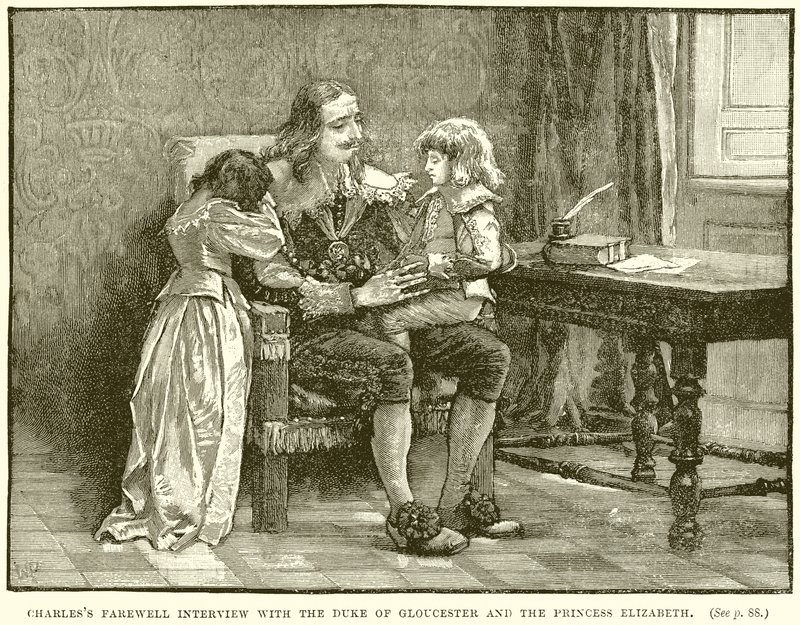 Entrevista de despedida de Carlos con el Duque de Gloucester y la Princesa Isabel de English School