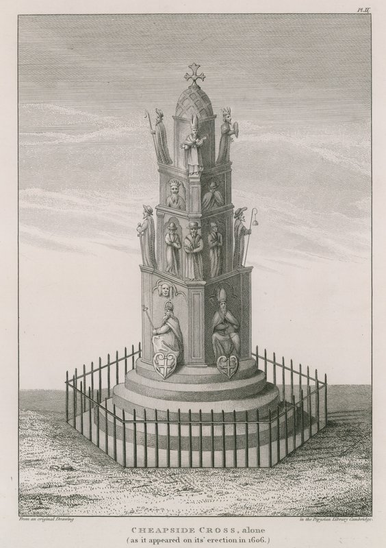 Cruz de Cheapside como apareció en 1606 de English School