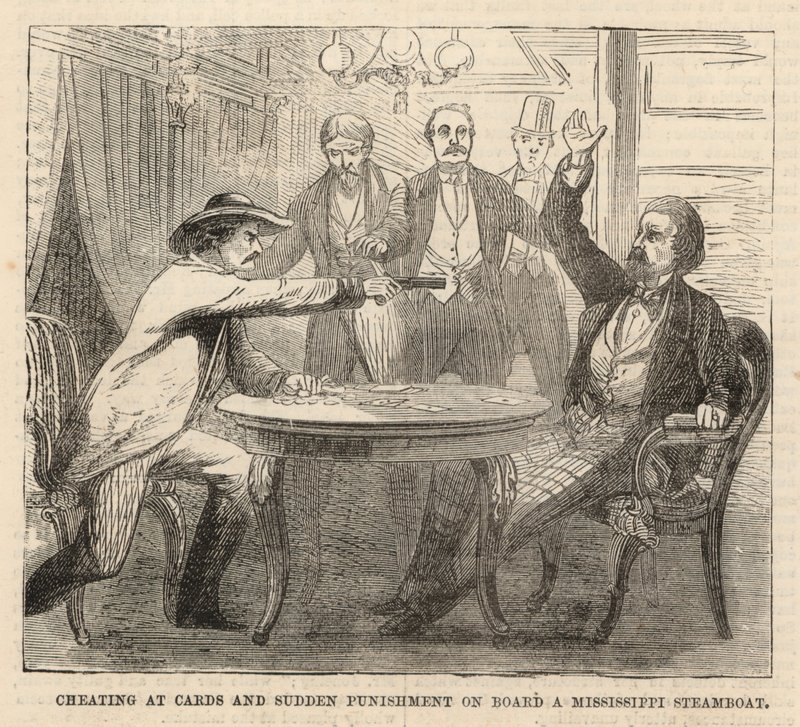 Trampa en las cartas y castigo repentino a bordo de un barco de vapor del Mississippi de English School