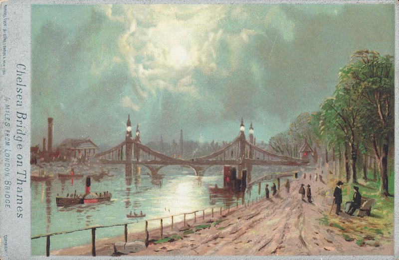 Puente de Chelsea en el río Támesis de English School