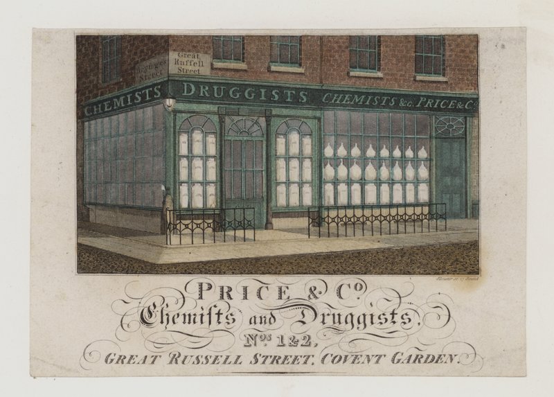 Químicos y farmacéuticos, Price & Co, tarjeta comercial de English School