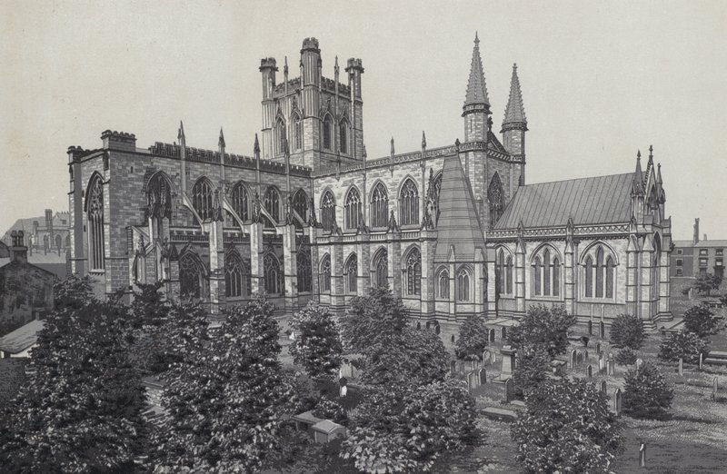 Chester: La Catedral, desde las murallas de la ciudad de English School