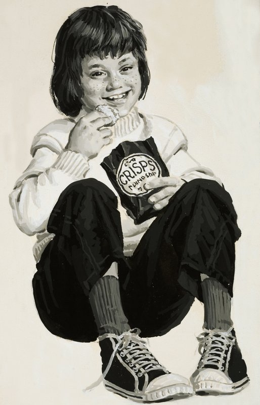 Niño comiendo papas fritas de English School