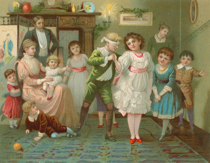 Niños jugando a la gallina ciega en Navidad de English School