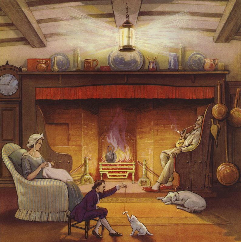 Esquina de chimenea (litografía en color) de English School