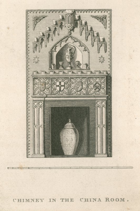 Chimenea en la Sala de China, Strawberry Hill, Twickenham, Londres de English School