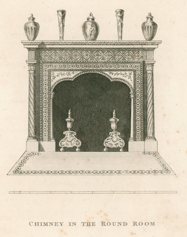 Chimenea en la Sala Redonda, Strawberry Hill, Twickenham, Londres de English School