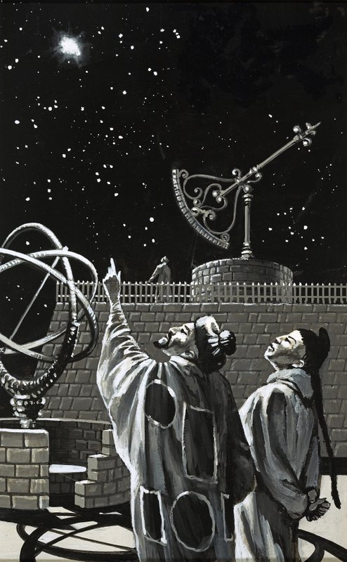 Astrónomos chinos buscando en el cielo una señal de English School