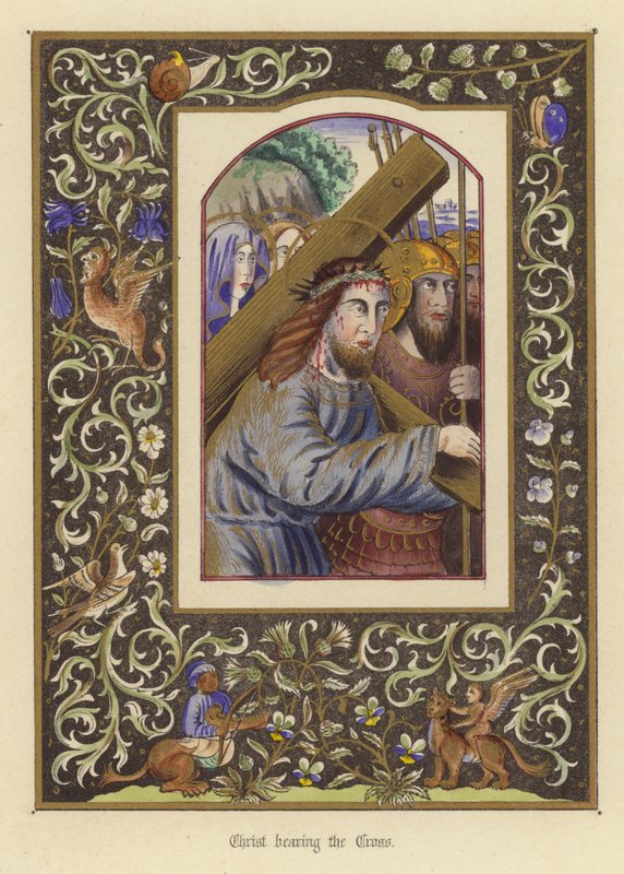 Cristo cargando la cruz (litografia en color) de English School