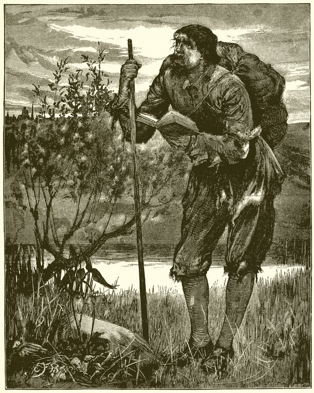 Cristiano visto por Bunyan en su Sueño. Vi a un hombre vestido con harapos de English School