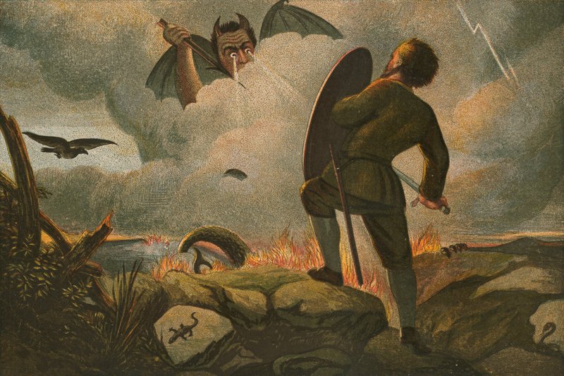 Cristiano luchando con Apollyon de English School