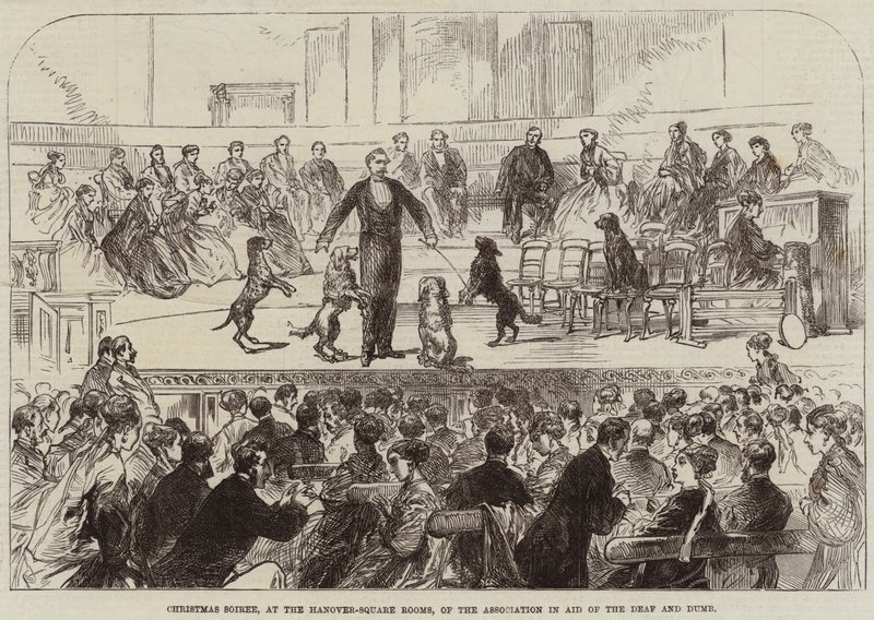 Velada navideña, en las Salas de Hanover-Square, de la Asociación en Ayuda de los Sordos y Mudos de English School