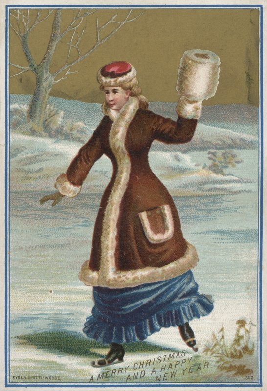 Tarjeta de Navidad (cromolito) de English School