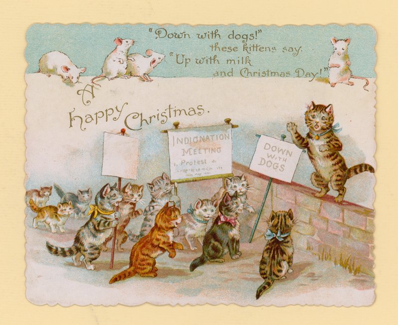 Tarjeta de Navidad, con gatos y ratones de English School