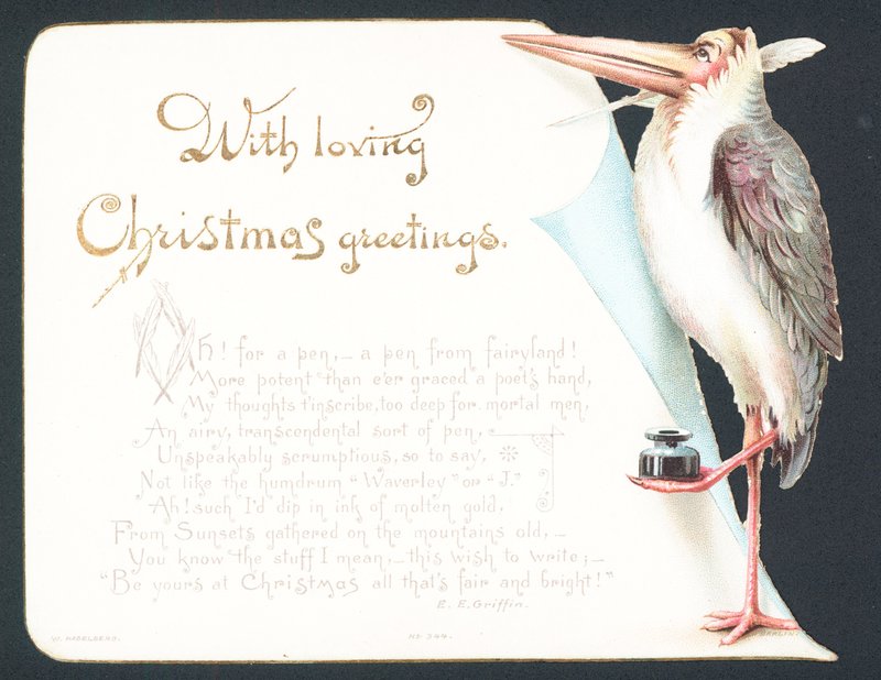 Tarjeta de Navidad con cigüeña de English School