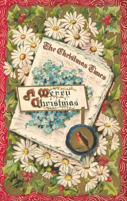 Periódico de Navidad, tarjeta de felicitación navideña, finales del siglo XIX o principios del XX de English School