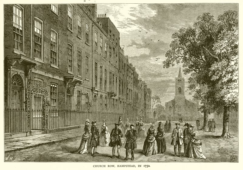 Church Row, Hampstead, en 1750 de English School