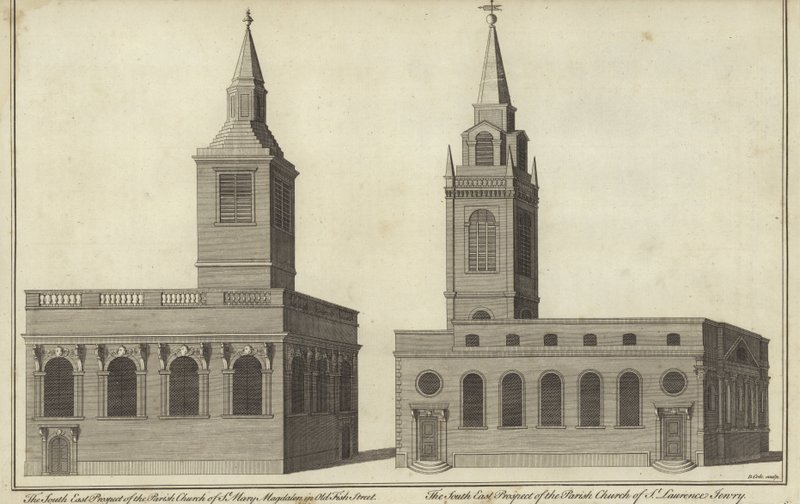 Iglesia de Santa María Magdalena en Old Fish Street e Iglesia de San Lorenzo Jewry, Londres de English School