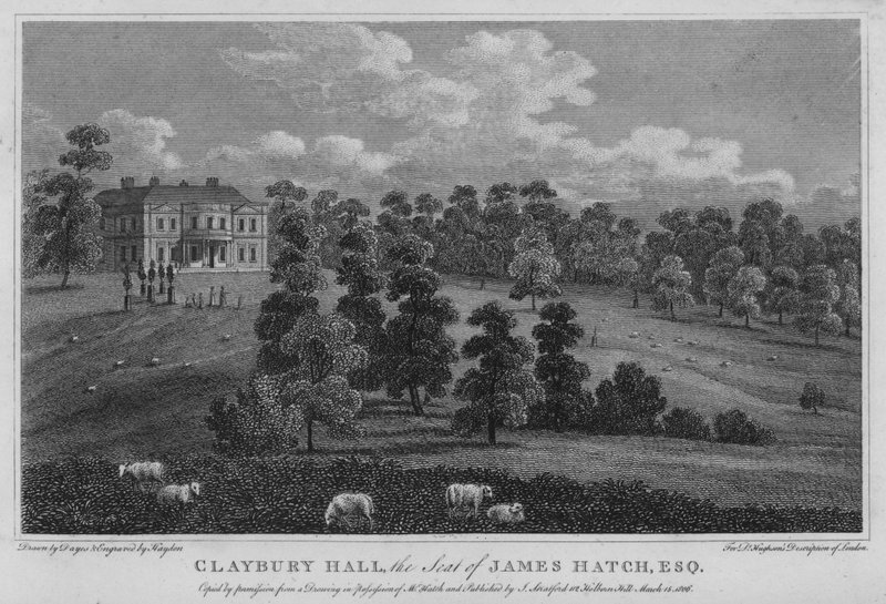 Claybury Hall, la residencia de James Hatch (grabado) de English School