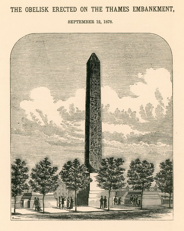 La Aguja de Cleopatra; El obelisco erigido en el Embankment del Támesis, 12 de septiembre de 1878 de English School