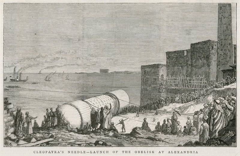 La Aguja de Cleopatra, lanzamiento del obelisco en Alejandría de English School